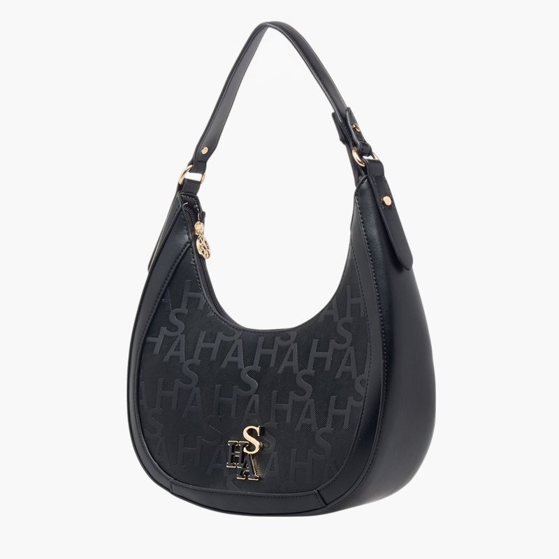 Mistotes Black Embossed Hobo Bag for Women - Image 3